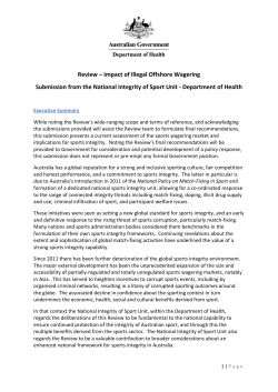 Submission from the National Integrity of Sport Unit
