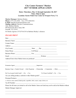Farmer`s Market 2017 VENDOR APPLICATION