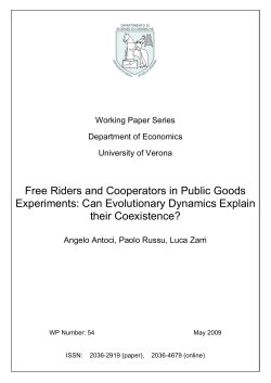 Free Riders and Cooperators in Public Goods Experiments: Can
