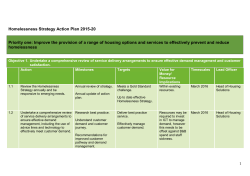 Homelessness Strategy Action Plan 2015 to 2020