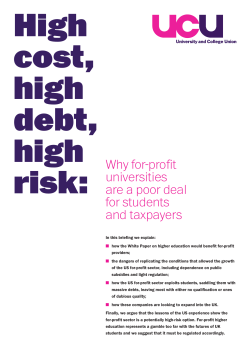 High cost, high debt, high risk: UCU briefing on the for