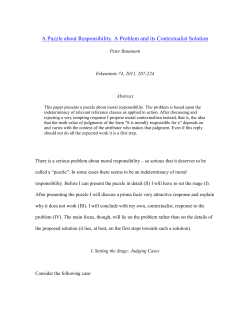 1 A Puzzle about Responsibility. A Problem and its Contextualist
