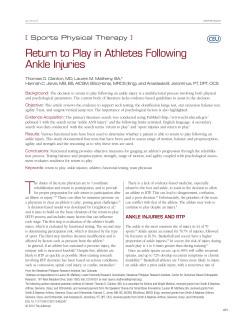 Return to Play in Athletes Following Ankle Injuries