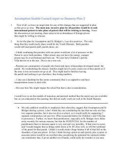 Assumption Seattle Council input on Deanery Plan 2