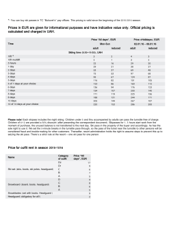Prices in EUR are given for informational purposes and have