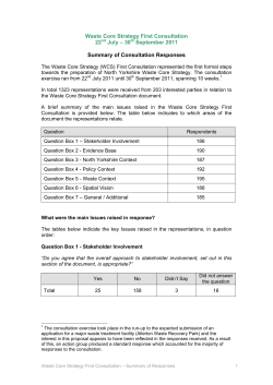 Summary of responses for the waste core strategy first consultation