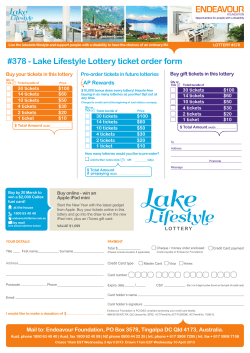 378 - Lake Lifestyle Lottery ticket order form