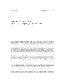 editors` introduction: philosophy and the `affective turn`