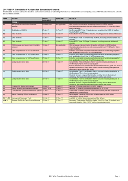 2017 NESA Timetable of actions for secondary schools