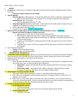 Administrative Law &ndash; Pierce &ndash; Fall 2012