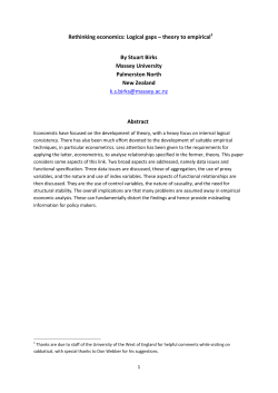 Rethinking economics: Logical gaps – theory to empirical By Stuart