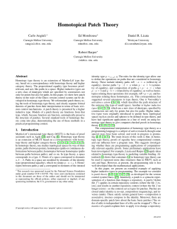 Homotopical Patch Theory - Carnegie Mellon School of Computer