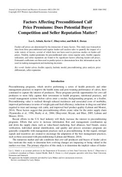 Factors Affecting Preconditioned Calf Price Premiums