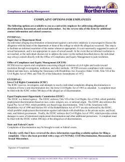 complaint options for employees - Office of Compliance and Equity