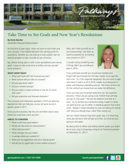 Take Time to Set Goals and New Year`s Resolutions