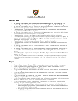 Foothills Code of Conduct Coaching Staff Players