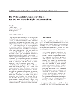 "The FAR Mandatory Disclosure Rules &ndash; You Do Not Have the Right