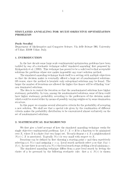 SIMULATED ANNEALING FOR MULTI OBJECTIVE OPTIMIZATION