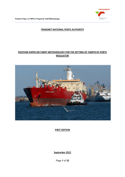 TNPA TARIFF Methodology Position Paper
