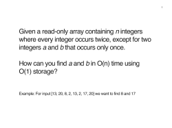 Given a read-only array containing n integers where every integer