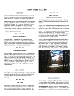 It*s time for the first edition of the Cedar Chest