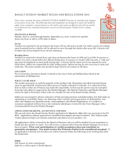 BASALT SUNDAY MARKET RULES AND REGULATIONS 2016