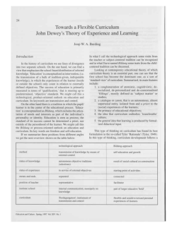 Towards a Flexible Curriculum: John Dewey`s Theory of Experience