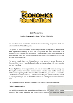 Job Description Senior Communications Officer (Digital)