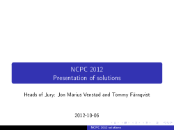 NCPC 2012 Presentation of solutions