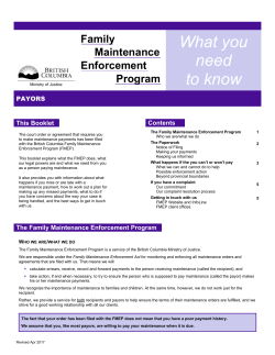 What you need to know - Family Maintenance Enforcement Program