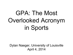 GPA The most overlooked acronym insports April 4, 2014