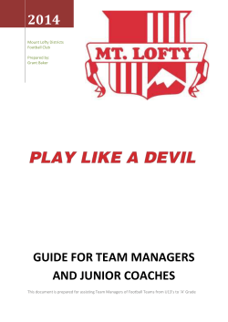 Game day duties for the Team Manager