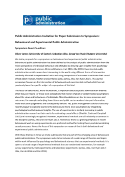 Public Administration Invitation for Paper Submission to Symposium