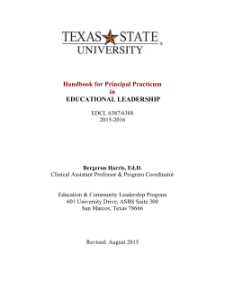 Handbook for Principal Practicum - Txstate