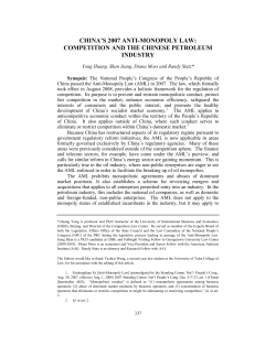 china`s 2007 anti-monopoly law: competition