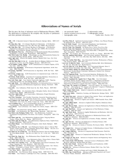 Abbreviations of Names of Serials