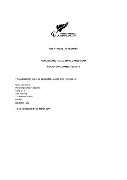 Rio 2016 Paralympic Games Athlete Agreement