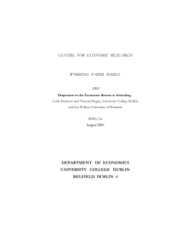 centre for economic research working paper series 2001 department