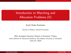 Introduction to Matching and Allocation Problems (II)