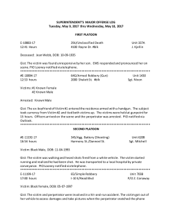 SUPERINTENDENT`S MAJOR OFFENSE LOG Tuesday, May 9