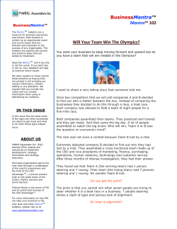 BusinessMantra&trade; Mantra&trade; 102 Will Your Team Win The Olympics?