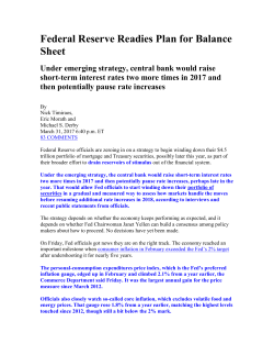 Federal Reserve Readies Plan for Balance Sheet