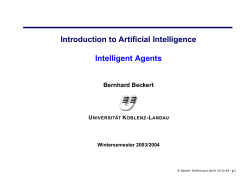 Introduction to Artificial Intelligence Intelligent Agents