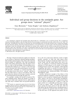 Individual and group decisions in the centipede game: Are groups