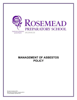 MANAGEMENT OF ASBESTOS POLICY Revised: Summer 2014