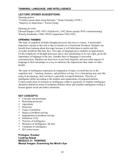 Chapter 8: Cognition and Language