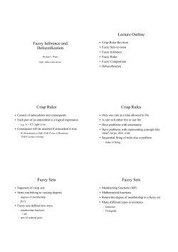 Fuzzy Inference and Defuzzification Lecture Outline Crisp Rules
