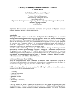 A Strategy for Building Sustainable Innovation Excellence A