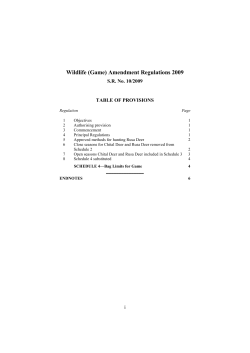 Wildlife (Game) Amendment Regulations 2009