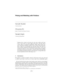 Pricing and Matching with Frictions Kenneth Burdett